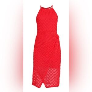 New Plus Madden NYC Juniors Orange Coral Crochet‎ Summer Midi Dress. Size XXL